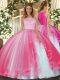 Sleeveless Lace and Ruffles Clasp Handle Quinceanera Gown