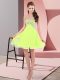 Chiffon Sweetheart Sleeveless Lace Up Beading Prom Gown in Yellow Green