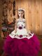 Fuchsia Lace Up Little Girl Pageant Gowns Embroidery and Ruffles Sleeveless Floor Length