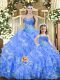 Dramatic Sleeveless Beading and Ruffles and Ruching Lace Up Sweet 16 Quinceanera Dress