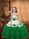 Latest Green Organza Lace Up Child Pageant Dress Sleeveless Floor Length Embroidery and Ruffled Layers