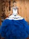 Attractive Floor Length Ball Gowns Sleeveless Blue Ball Gown Prom Dress Lace Up