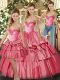 Fancy Watermelon Red Lace Up Sweetheart Beading and Ruffled Layers Quinceanera Dresses Organza Sleeveless