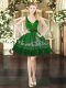 Mini Length Lace Up Homecoming Dress Dark Green for Prom and Party with Beading and Appliques