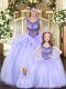 Lavender Quinceanera Dress Military Ball and Sweet 16 and Quinceanera with Beading and Ruching Scoop Sleeveless Lace Up