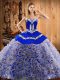 Glorious Multi-color Sleeveless Sweep Train Embroidery With Train Quinceanera Gown