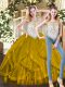 Fabulous Olive Green Ball Gowns Organza Sweetheart Sleeveless Beading and Ruffles Floor Length Zipper 15 Quinceanera Dress