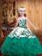 Straps Sleeveless Organza Kids Formal Wear Embroidery and Ruffles Lace Up