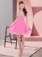 Adorable Rose Pink Chiffon Lace Up Prom Party Dress Sleeveless Mini Length Beading