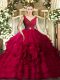 Sleeveless Floor Length Beading and Ruching Backless Sweet 16 Dresses with Coral Red