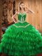 Graceful Green Sweetheart Neckline Embroidery and Ruffled Layers 15 Quinceanera Dress Sleeveless Lace Up