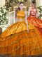 Orange Sleeveless Tulle Criss Cross Quinceanera Dresses for Military Ball and Sweet 16 and Quinceanera