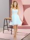 Light Blue Sleeveless Beading and Lace Mini Length Bridesmaid Gown