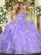 On Sale Lavender Lace Up 15 Quinceanera Dress Ruffles Sleeveless Floor Length