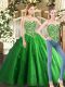 Best Selling Sleeveless Tulle Floor Length Lace Up 15th Birthday Dress in Green with Beading