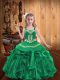 Dazzling Straps Sleeveless Organza Pageant Dress Womens Embroidery and Ruffles Lace Up