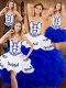 Blue Lace Up Quinceanera Dresses Embroidery and Ruffles Sleeveless Floor Length