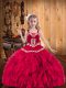 Attractive Floor Length Coral Red Little Girl Pageant Dress Straps Sleeveless Lace Up