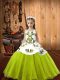 Perfect Organza Straps Sleeveless Lace Up Embroidery High School Pageant Dress in Yellow Green