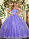 Flirting Sweetheart Sleeveless Tulle Vestidos de Quinceanera Beading and Appliques Lace Up