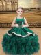 Stylish Floor Length Turquoise Pageant Dress Wholesale Organza Sleeveless Beading and Ruffles