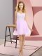 V-neck Sleeveless Tulle Bridesmaid Gown Beading and Lace Side Zipper