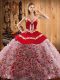 Multi-color Ball Gown Prom Dress Military Ball and Sweet 16 and Quinceanera with Embroidery Sweetheart Sleeveless Sweep Train Lace Up