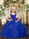 Exquisite Royal Blue Tulle Zipper Scoop Sleeveless Floor Length Girls Pageant Dresses Beading and Ruffles