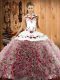 Spectacular Multi-color Sleeveless Sweep Train Embroidery Ball Gown Prom Dress