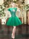 Trendy Dark Green Tulle Lace Up Prom Evening Gown Sleeveless Mini Length Beading