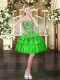 Glamorous Green Ball Gowns Organza Sweetheart Sleeveless Beading and Ruffled Layers Mini Length Lace Up Prom Dresses