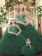 Dark Green Ball Gowns Sweetheart Sleeveless Organza Floor Length Lace Up Ruffles Sweet 16 Quinceanera Dress