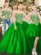 Tulle Sweetheart Sleeveless Lace Up Beading Vestidos de Quinceanera in Green