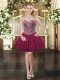 Burgundy Sweetheart Neckline Beading Prom Gown Sleeveless Lace Up
