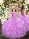 Stunning Organza Sleeveless Floor Length Pageant Gowns For Girls and Beading and Ruffles