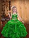 New Style Straps Sleeveless Lace Up Pageant Gowns For Girls Green Organza