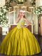 Gold Lace Up Child Pageant Dress Beading Sleeveless Floor Length