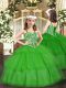 Lovely Beading and Ruffled Layers Pageant Dress for Teens Green Lace Up Sleeveless Floor Length