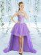 Lavender Prom Evening Gown Prom and Party with Beading Scoop Sleeveless Lace Up