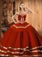 Noble Wine Red Ball Gowns Organza Sweetheart Sleeveless Embroidery Floor Length Lace Up Sweet 16 Quinceanera Dress