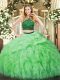 Fantastic Apple Green Sleeveless Organza Zipper Sweet 16 Dress for Military Ball and Sweet 16 and Quinceanera