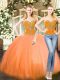 Exceptional Floor Length Lace Up Sweet 16 Quinceanera Dress Orange Red for Military Ball and Sweet 16 and Quinceanera with Beading