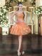 High Class Orange Lace Up Prom Dresses Beading and Ruffles Sleeveless Mini Length