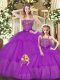 Luxury Ruffled Layers Sweet 16 Dresses Purple Lace Up Sleeveless Floor Length
