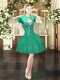 Dark Green Sleeveless Mini Length Beading and Ruffled Layers Lace Up Prom Dress