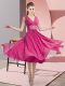 Knee Length Empire Sleeveless Hot Pink Bridesmaids Dress Side Zipper