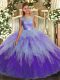Beading and Ruffles Quinceanera Dresses Multi-color Backless Sleeveless Floor Length