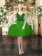 Charming Sleeveless Mini Length Beading and Ruffles Lace Up Homecoming Dress with Green