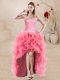 Eye-catching High Low Watermelon Red Evening Dress Sweetheart Sleeveless Lace Up
