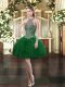 Designer Dark Green Ball Gowns Beading and Ruffles Prom Evening Gown Lace Up Tulle Sleeveless Mini Length